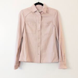 Adam Lippes Wool snap collared shirt in blush pink size XS